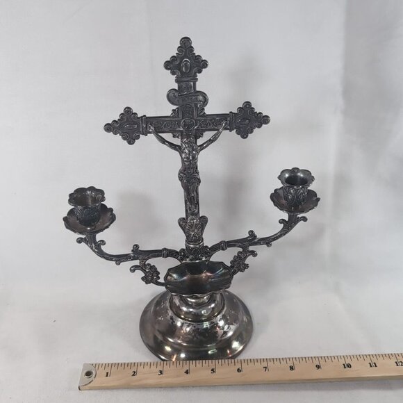 Vtg 1996 Homan Sick-Call Outfit Last Rites Silverplate Cross Crucifix Catholic - Picture 15 of 15